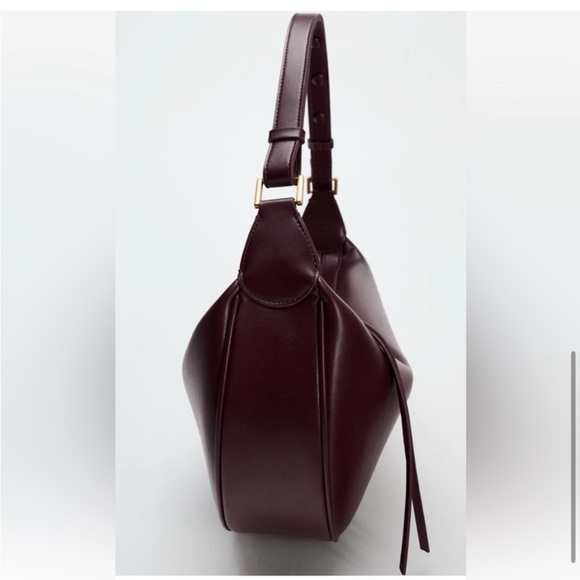 Zara Crescent Half Moon Burgundy Hobo Bag - Picture 2 of 10